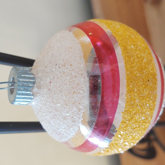 Vintage 50's Shiny Brite Glitter Striped Christmas Ornament - Picture 2 of 3
